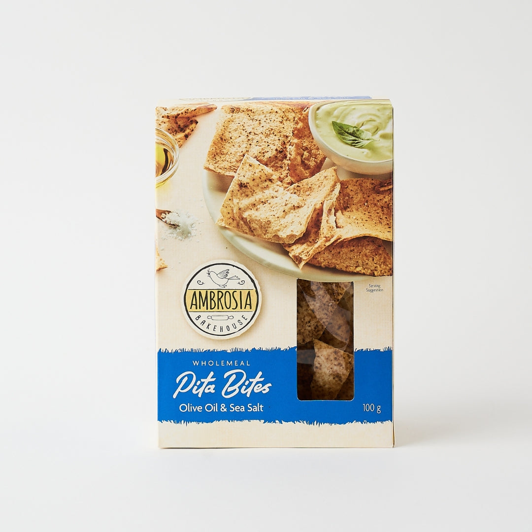 Ambrosia Bakehouse – Pita Bites Olive Oil & Sea Salt 100g x 10