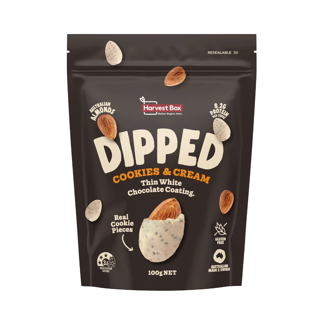 Harvest Box Dipped Cookies & Cream Almonds 100g