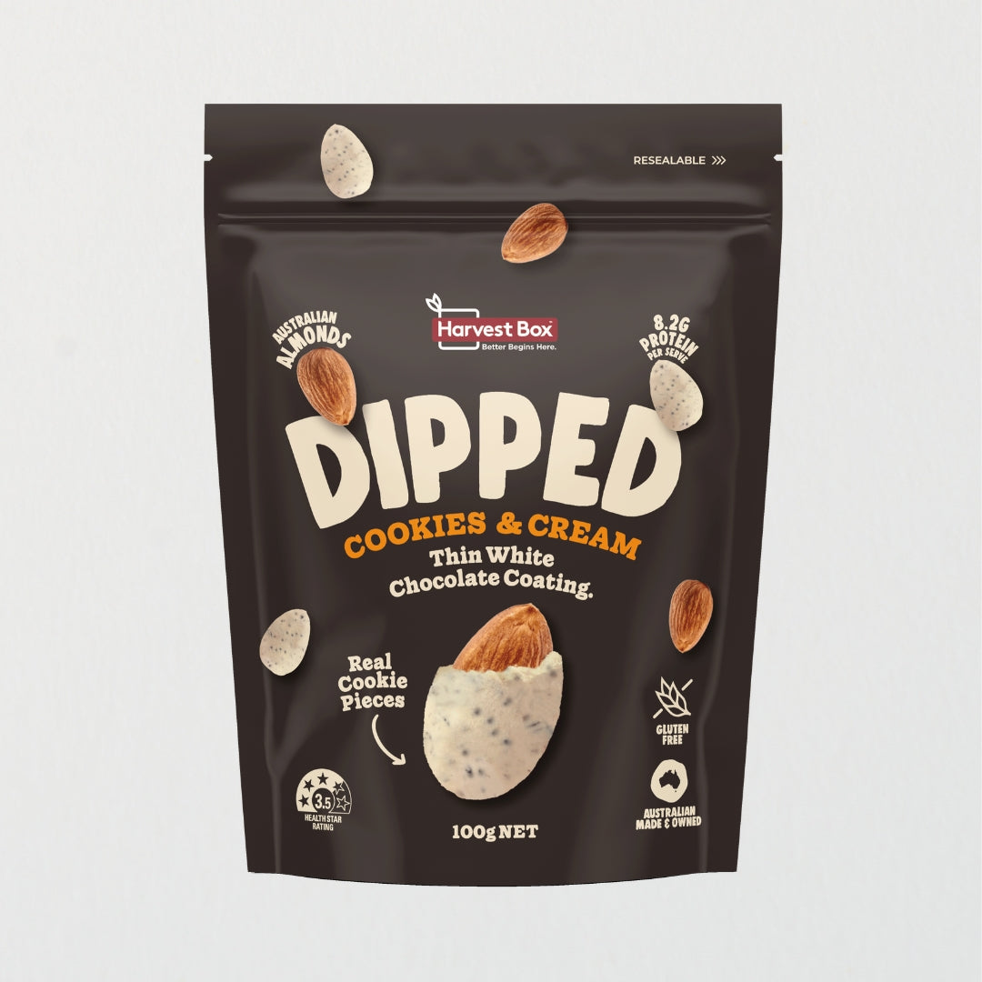 Harvest Box Dipped Cookies & Cream Almonds 100g