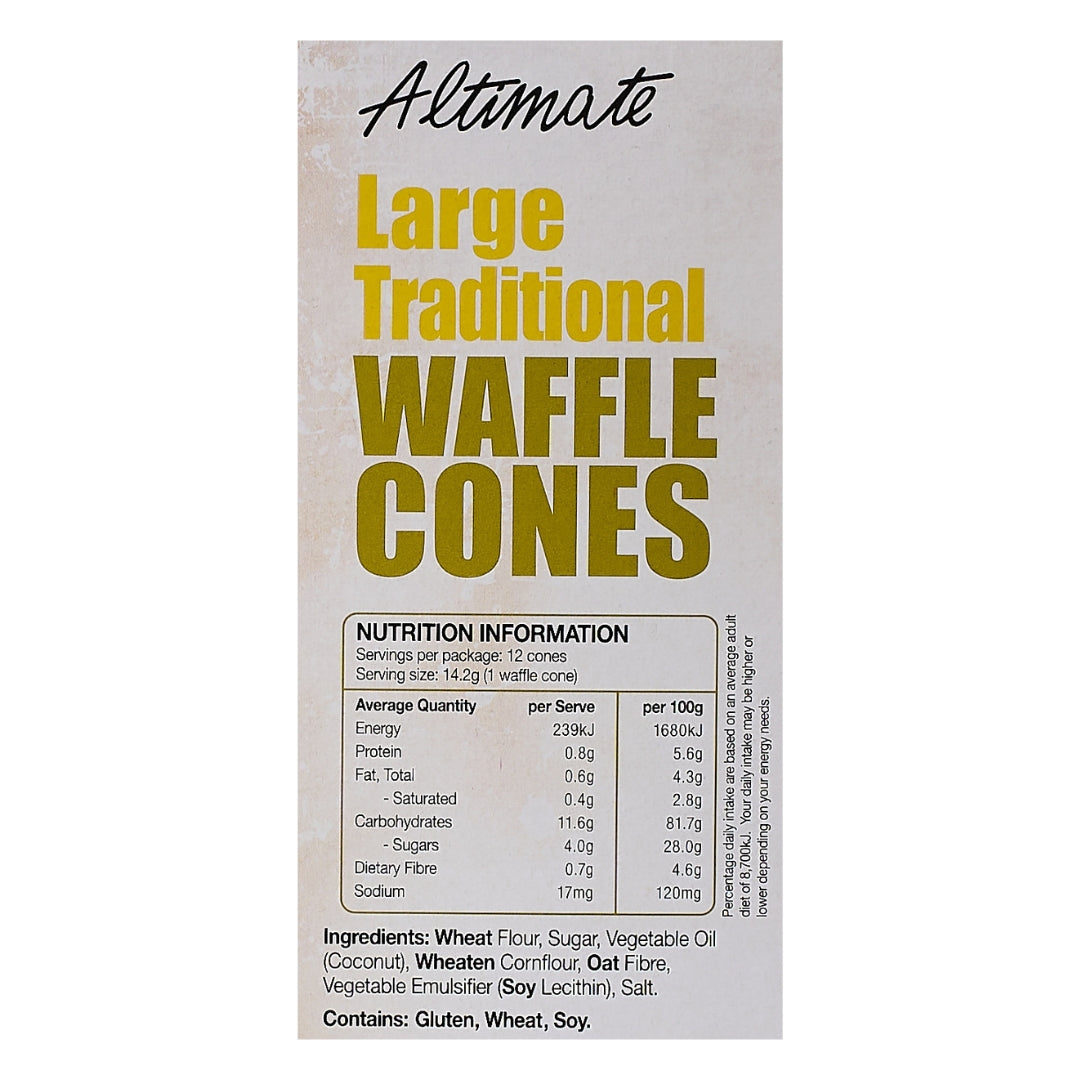 Altimate Waffle – Natural Large Waffle Cones 12 pk x 9
