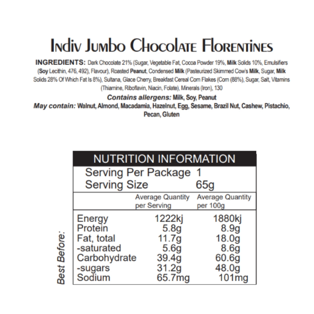 Bulk Products – Jumbo Gluten Free Chocolate Florentines 20 pc