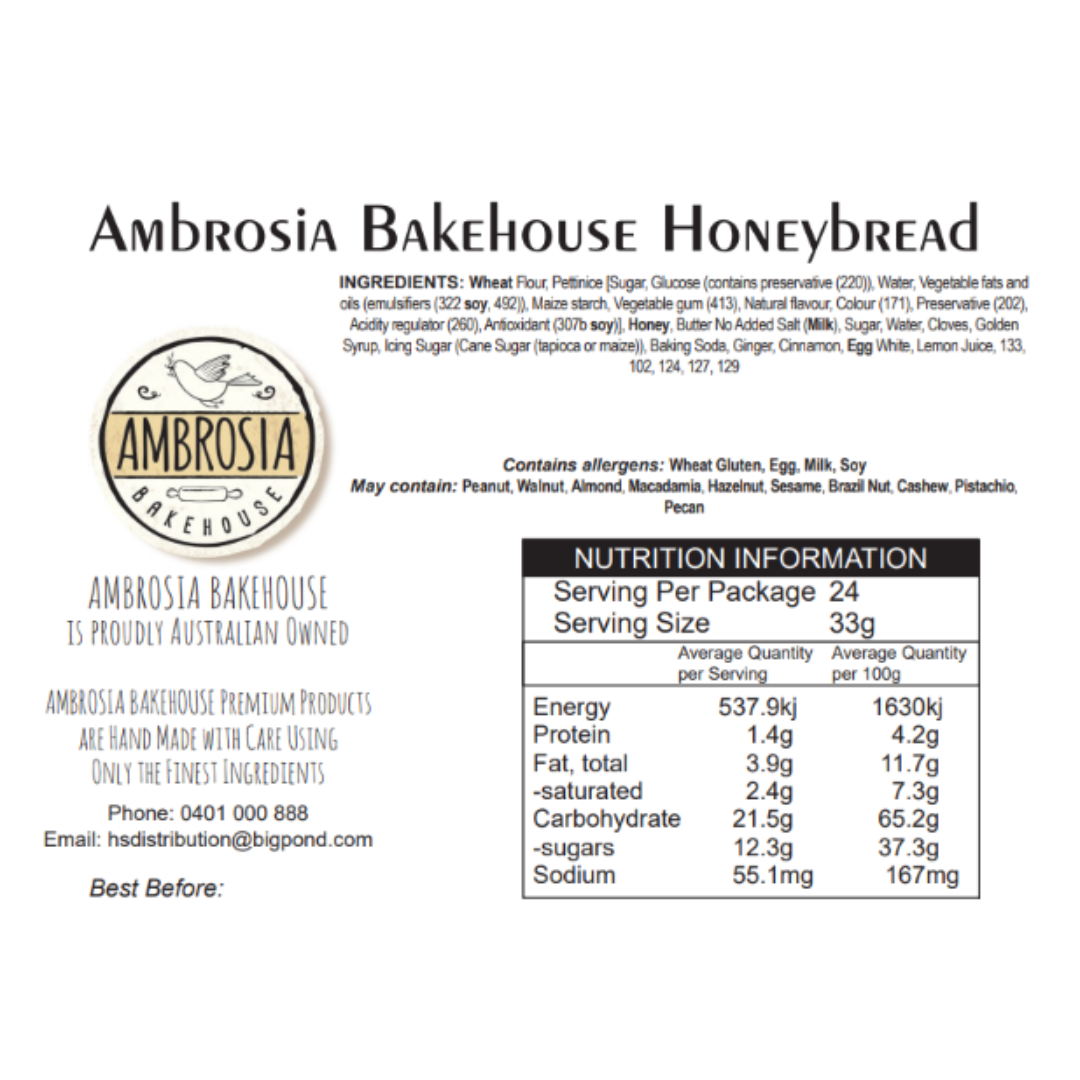 Ambrosia Bakehouse – Rockets Honeybread (Iced) 33g x 24
