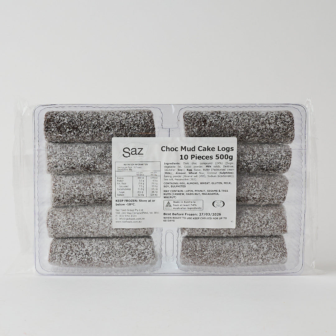 SAZ Foods – Choc Mud Cake Logs 500g (10 pc)
