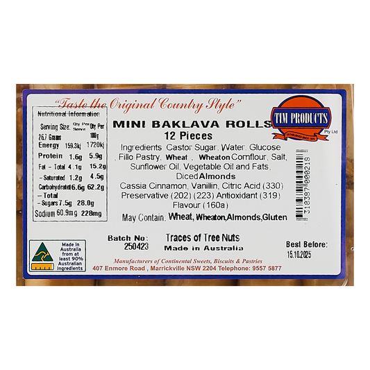 TIM Retail – Baklava Rolls 320g (12 x 12pk)