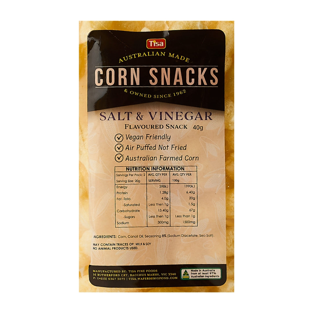 TISA Corn Snacks – Salt & Vinegar 40g x 16