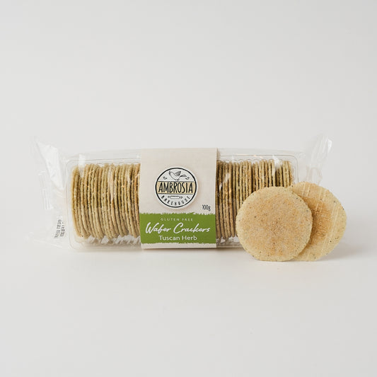 Ambrosia Bakehouse – Gluten Free Wafers Tuscan Herb 100g x 24