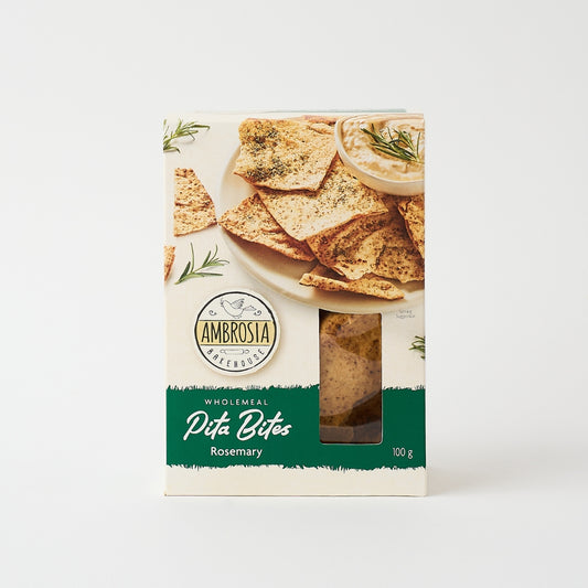 Ambrosia Bakehouse – Pita Bites Rosemary 100g x 10