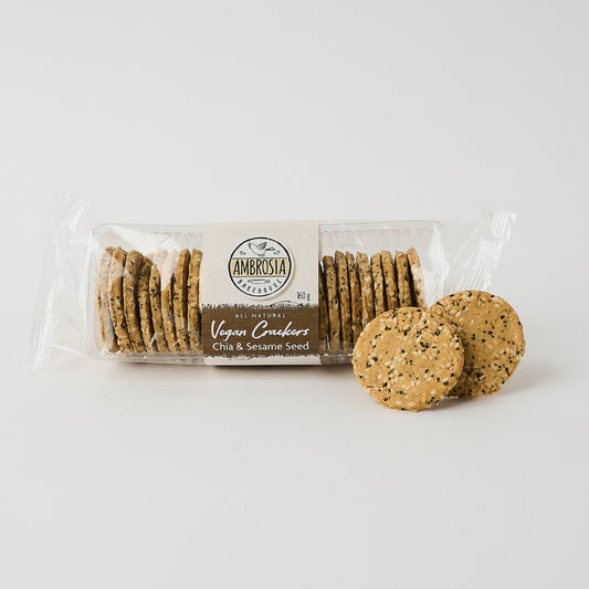 Ambrosia Bakehouse – Vegan Crackers Chia & Sesame 160g x 24