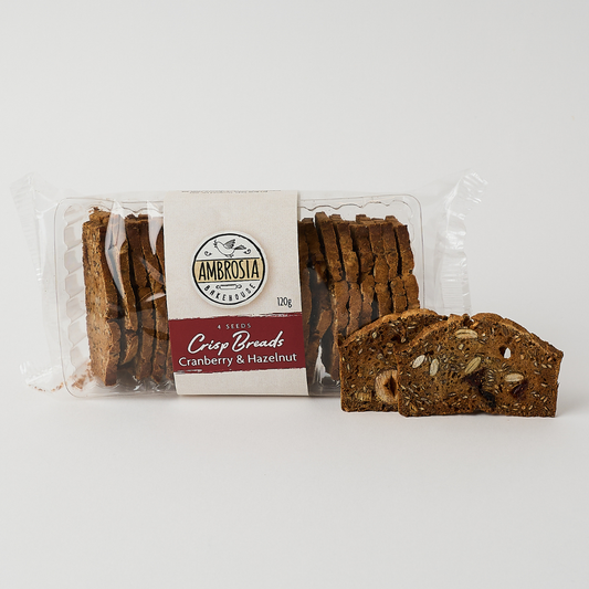 Ambrosia Bakehouse – Crisp Breads Cranberry & Hazelnut 120g x 18