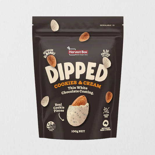 Harvest Box Dipped Cookies & Cream Almonds 100g