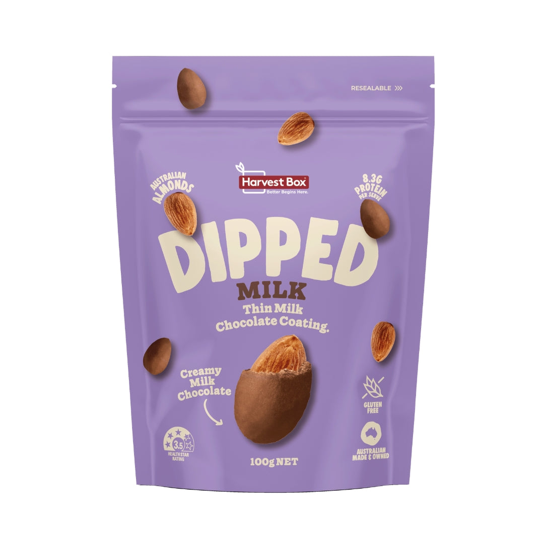 Harvest Box Dipped Milk Chocolate Almonds 100g