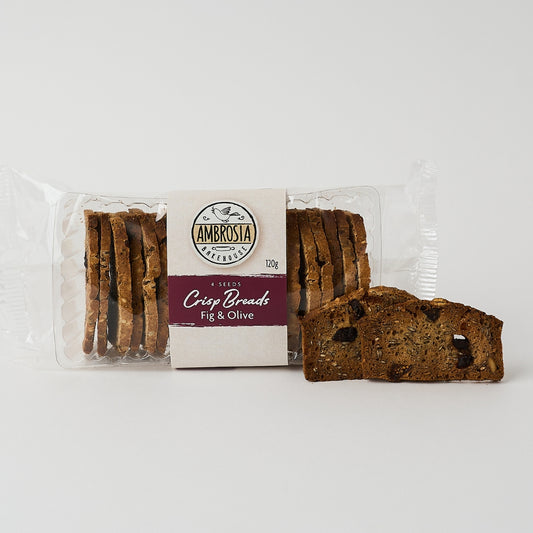 Ambrosia Bakehouse – Crisp Breads Fig & Olive 120g x 18