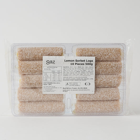 SAZ Foods – Lemon Sorbet Logs 500g (10 pc)