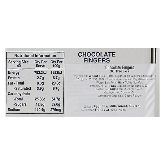 TIM Bulk – Choc Fingers 30 pc