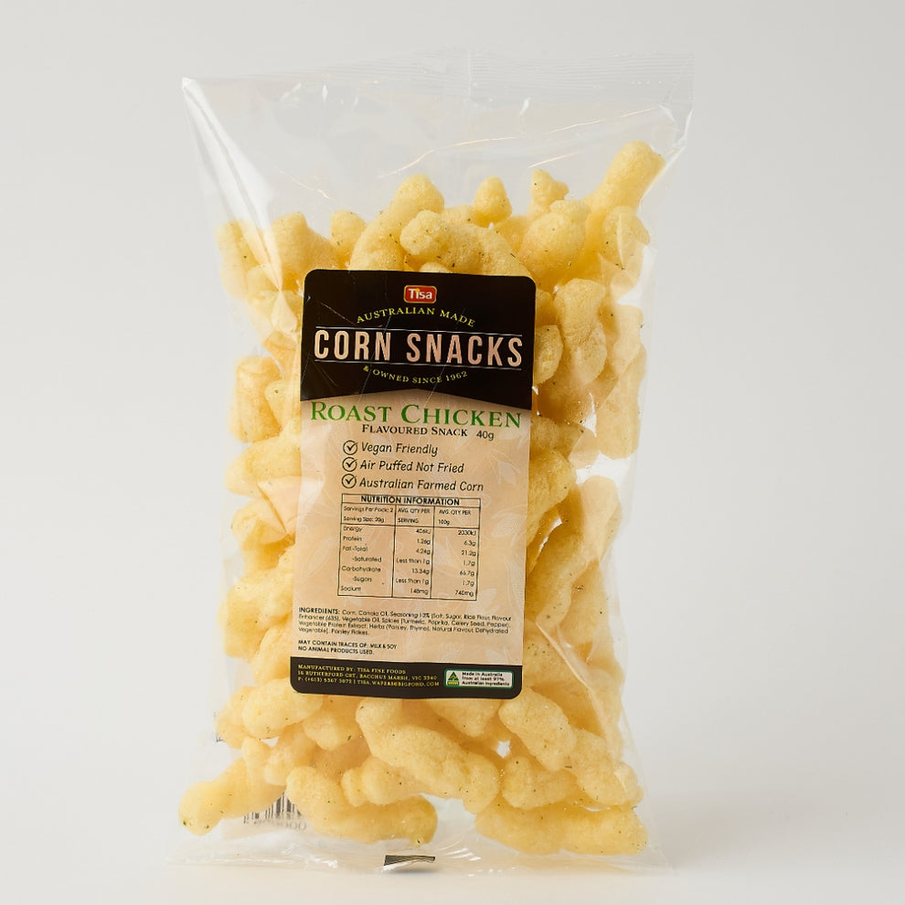 TISA Corn Snacks – Roast Chicken 40g x 16 – HS Distribution