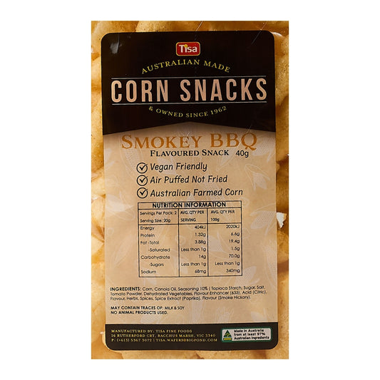 TISA Corn Snacks – Smokey BBQ 40g x 16